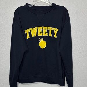 Tweety Bird Six Flags Crewneck Sweatshirt Sark Blue with Yellow 2XL